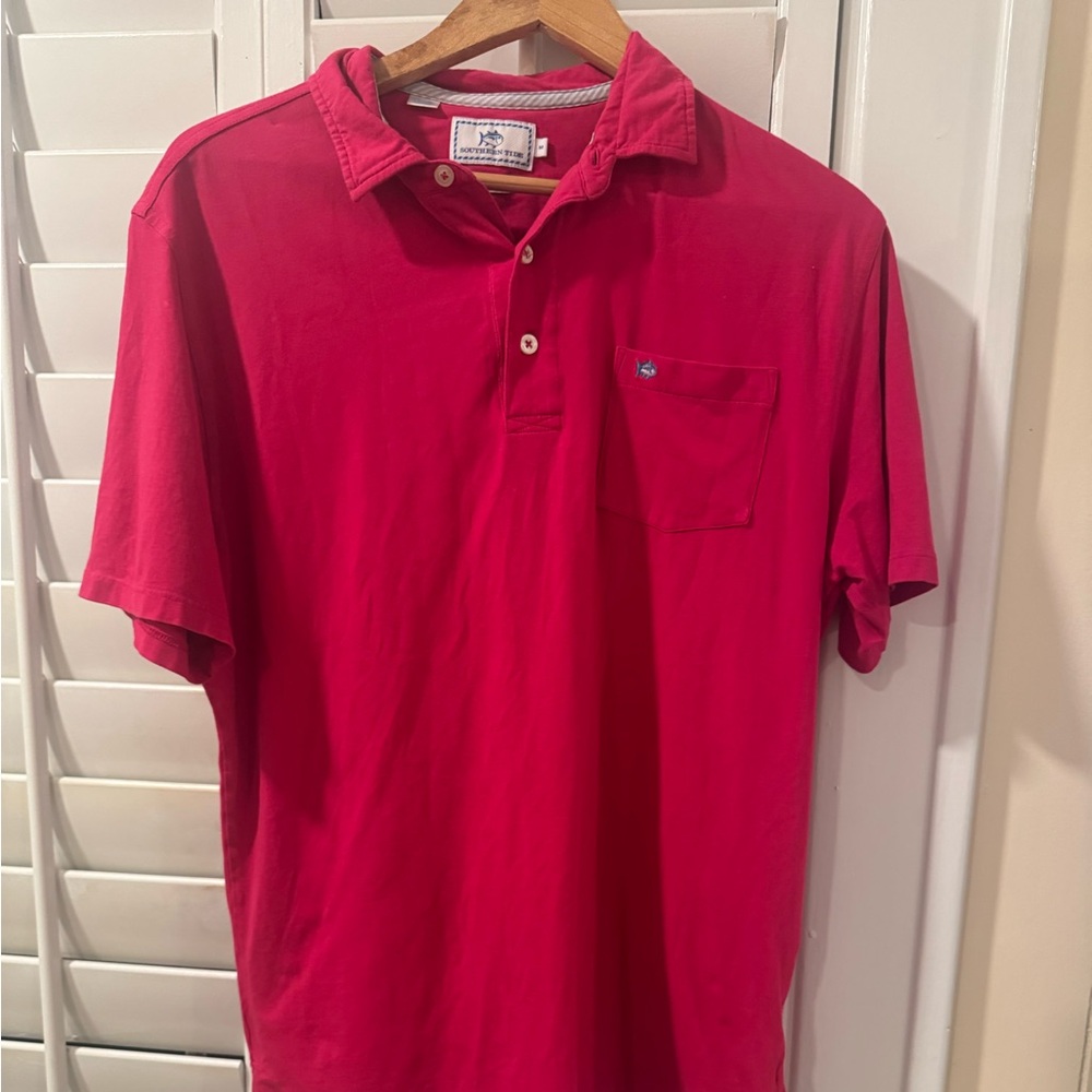 SOUTHERN TIDE Polo Short Sleeve Shirt Pink Pima Cotton Size Medium Classic Fit